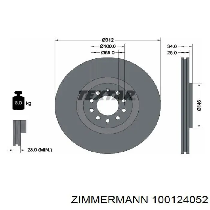 Frenos delanteros Zimmermann 100124052 precio, desde 52,55 EUR