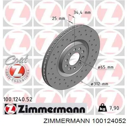 Disco de freno delantero Zimmermann 100124052