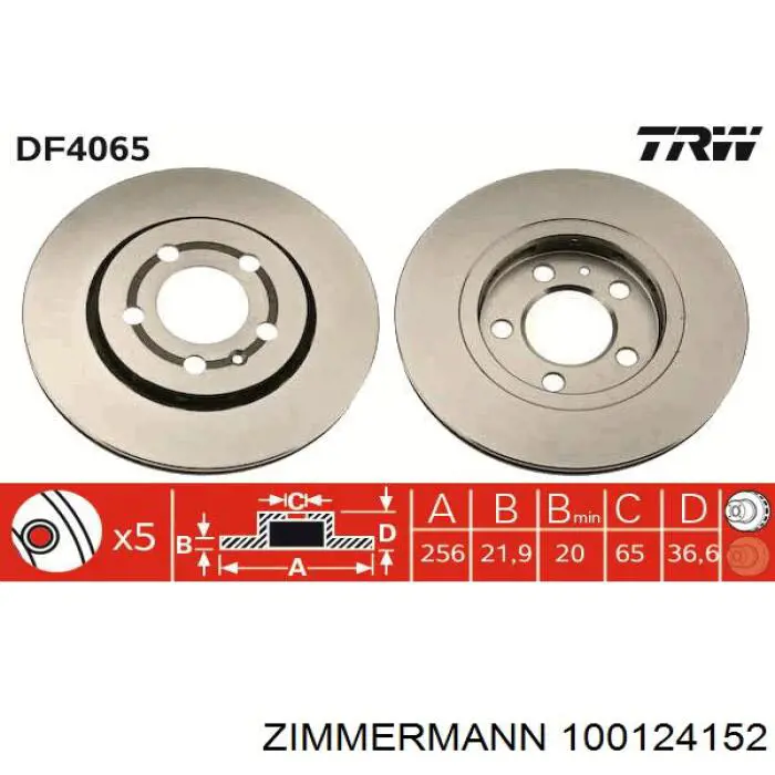 100124152 Zimmermann disco de freno trasero