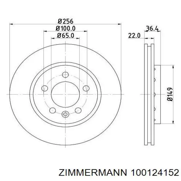100124152 Zimmermann Freno de disco trasero