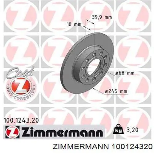 100124320 Zimmermann disco de freno trasero