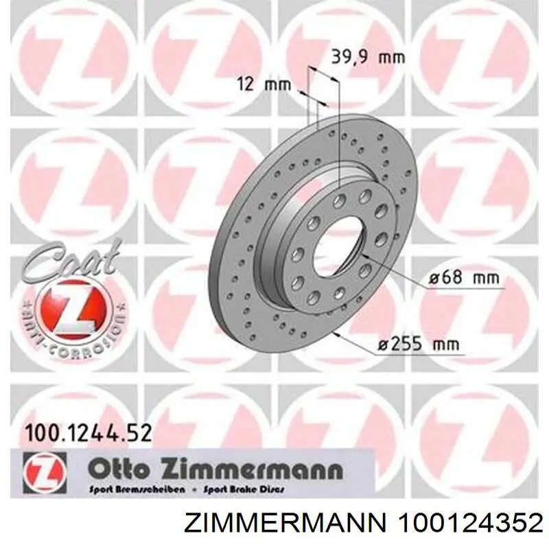 100124352 Zimmermann disco de freno trasero
