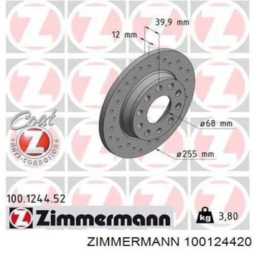 100124420 Zimmermann disco de freno trasero