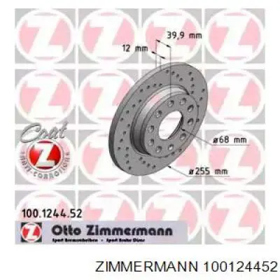 100.1244.52 Zimmermann disco de freno trasero