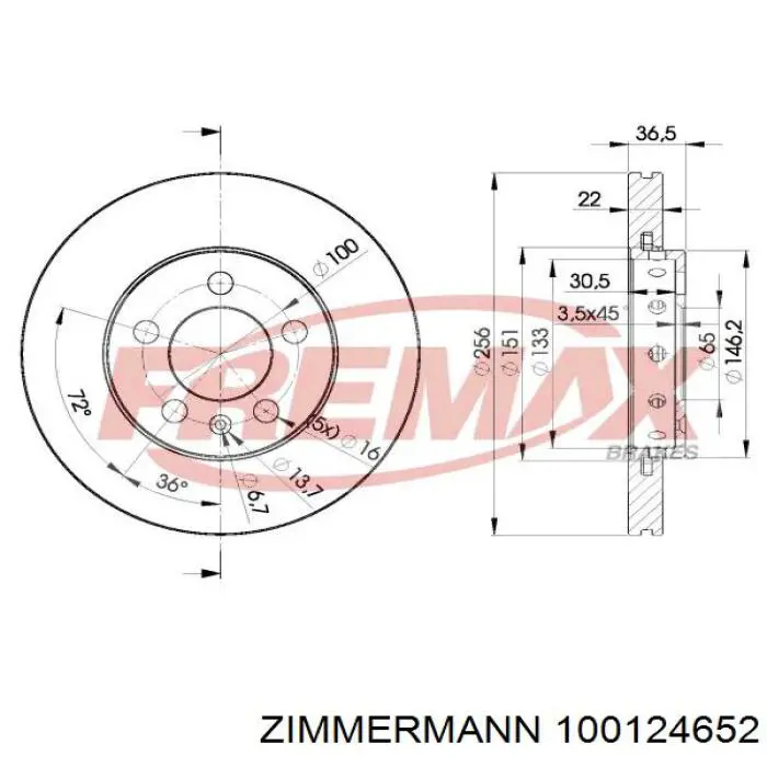 100124652 Zimmermann disco de freno delantero