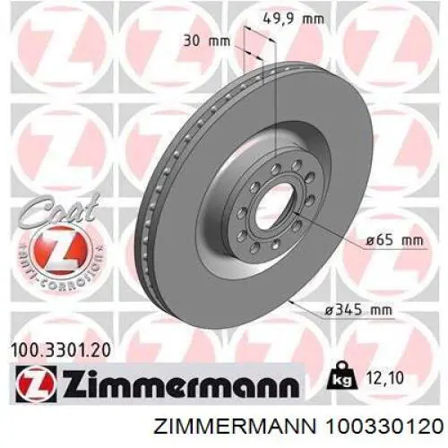 100.3301.20 Zimmermann freno de disco delantero