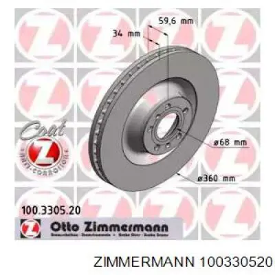 Disco de freno delantero Zimmermann 100330520