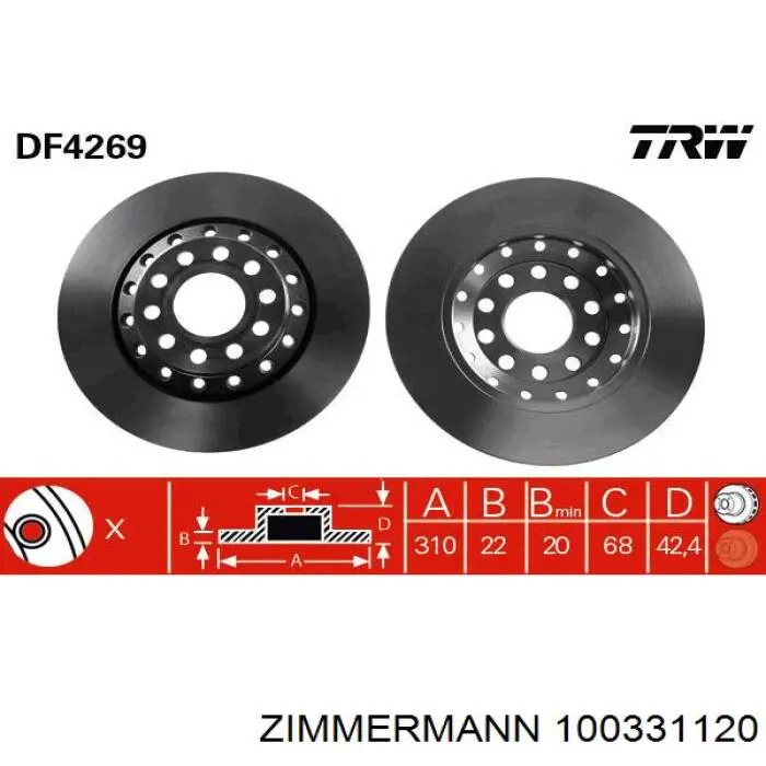 100331120 Zimmermann disco de freno trasero