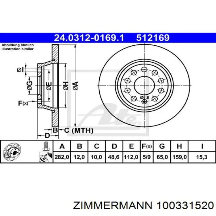 Comprar 100331520 Zimmermann Disco de freno trasero