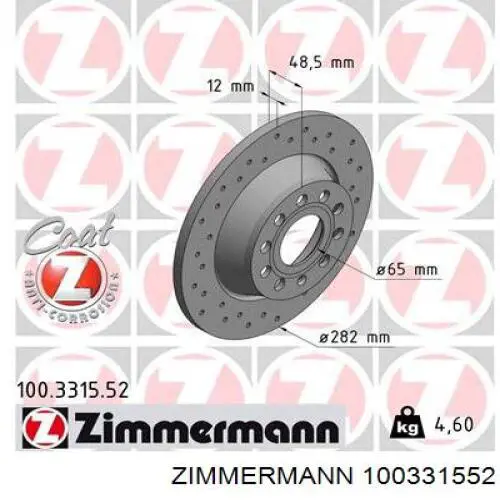 100331552 Zimmermann disco de freno trasero