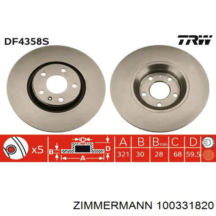 100331820 Zimmermann disco de freno delantero