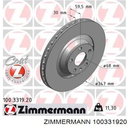 100.3319.20 Zimmermann disco de freno delantero