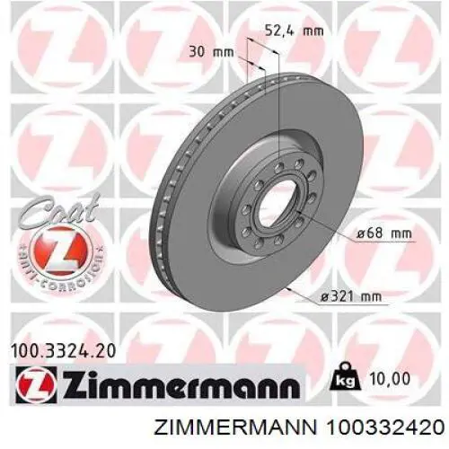 100332420 Zimmermann disco de freno delantero