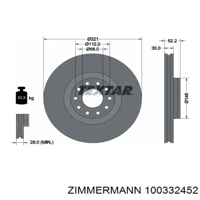 100332452 Zimmermann disco de freno delantero