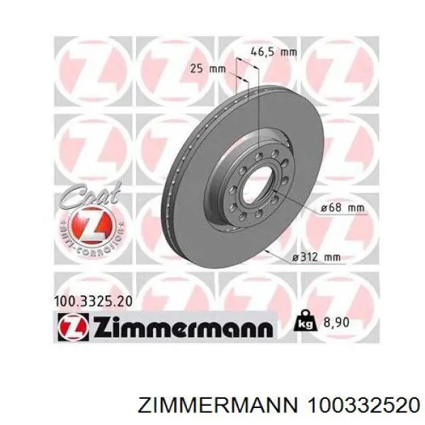 100332520 Zimmermann freno de disco delantero