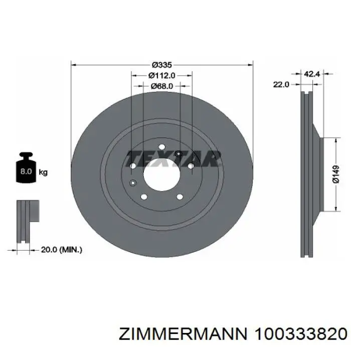 100.3338.20 Zimmermann disco de freno trasero