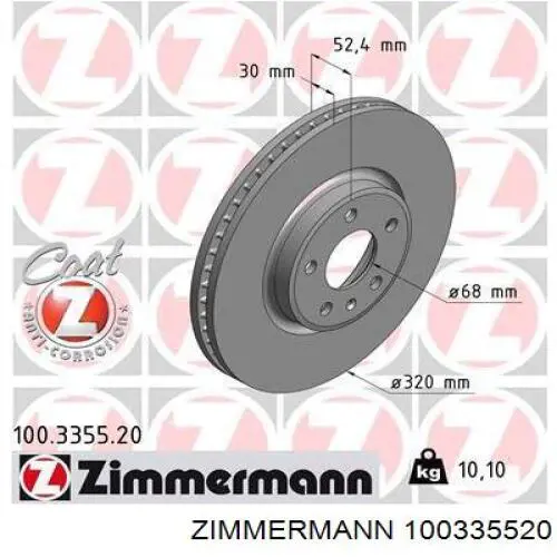 100335520 Zimmermann disco de freno delantero