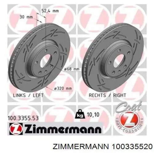 Disco de freno delantero Zimmermann 100335520