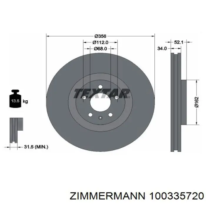 Comprar 100335720 Zimmermann Freno de disco delantero