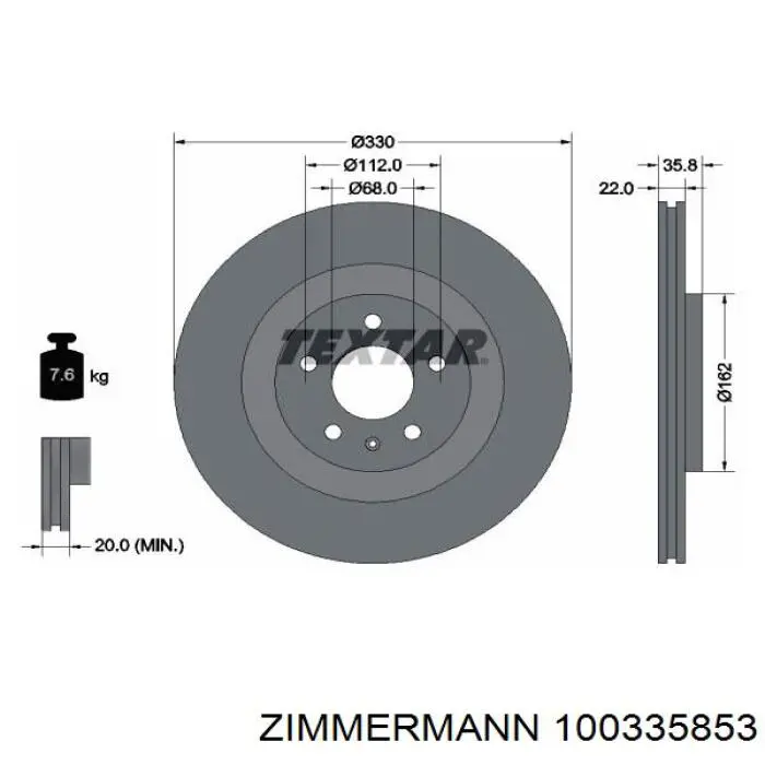 100335853 Zimmermann Freno de disco trasero