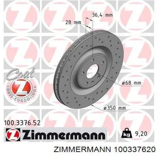 100337620 Zimmermann disco de freno trasero
