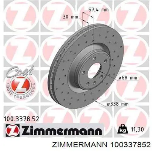 Comprar 100337852 Zimmermann Freno de disco delantero