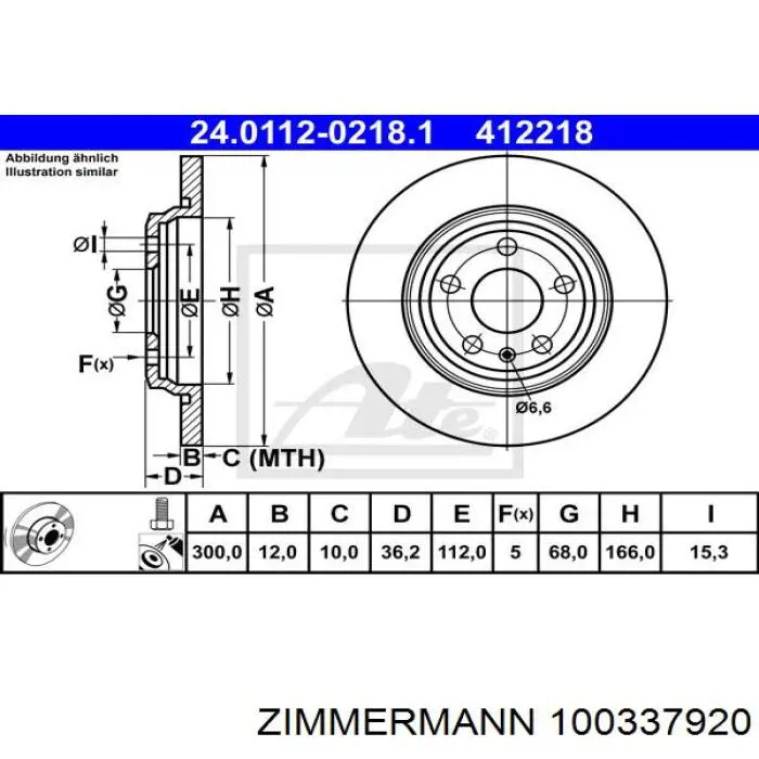 100337920 Zimmermann disco de freno trasero