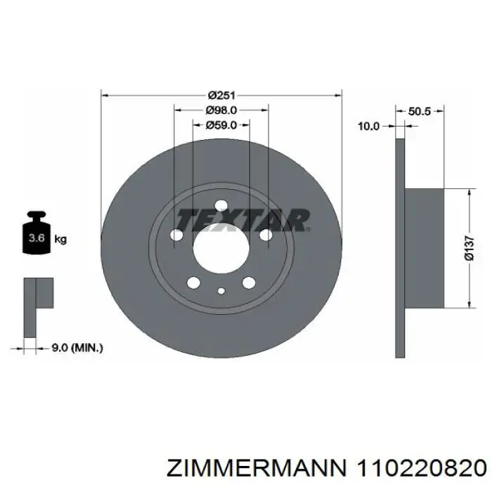 Disco de freno trasero Alfa Romeo 147 937