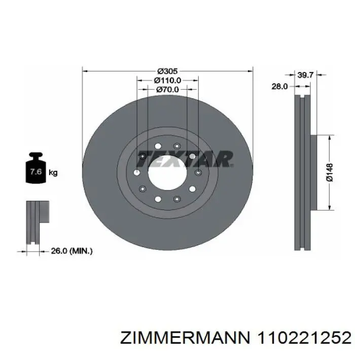 Comprar 110221252 Zimmermann Freno de disco delantero