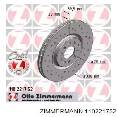 Disco de freno 110221752 Zimmermann