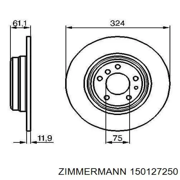 150127250 Zimmermann disco de freno trasero