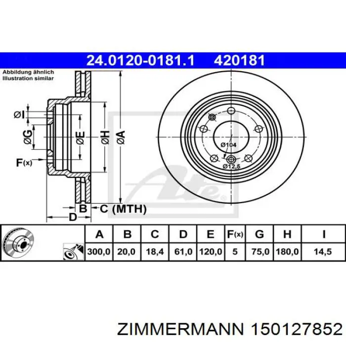 150.1278.52 Zimmermann disco de freno trasero