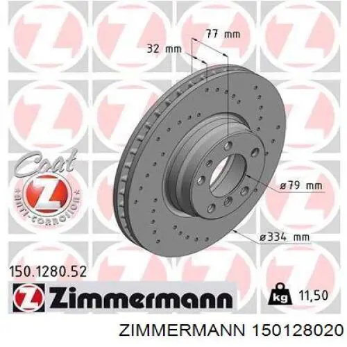 150128020 Zimmermann disco de freno delantero