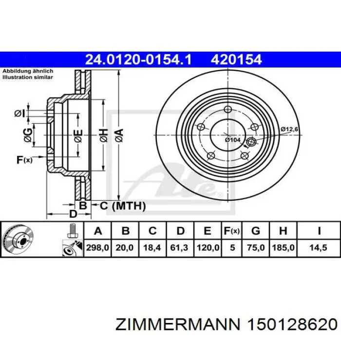 Comprar 150128620 Zimmermann Disco de freno trasero