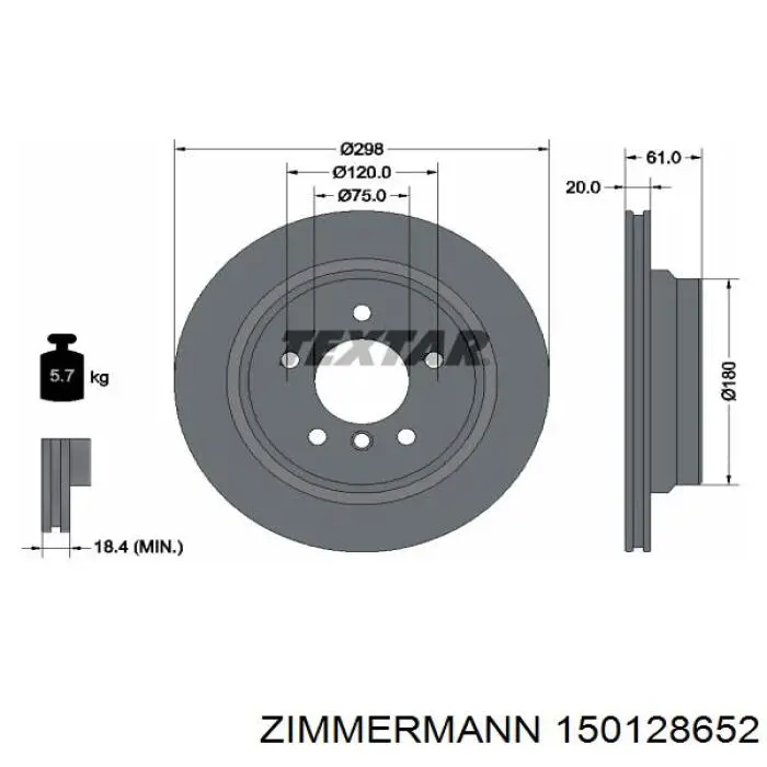 150128652 Zimmermann Freno de disco trasero