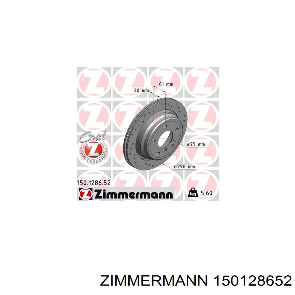 150.1286.52 Zimmermann disco de freno trasero