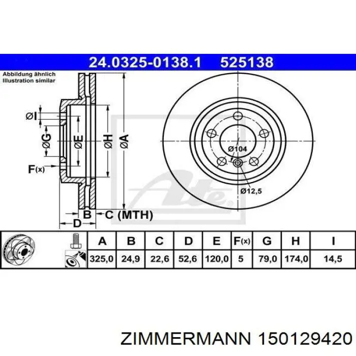 150129420 Zimmermann disco de freno delantero