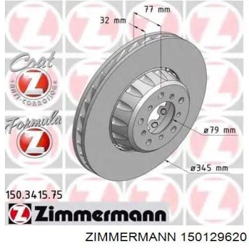 Disco de freno 150129620 Zimmermann