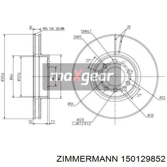 Disco de freno 150129852 Zimmermann