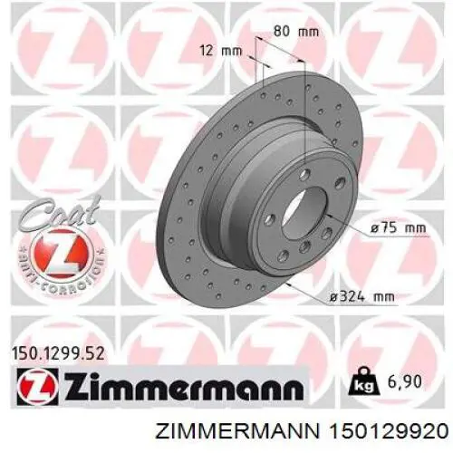 150129920 Zimmermann disco de freno trasero