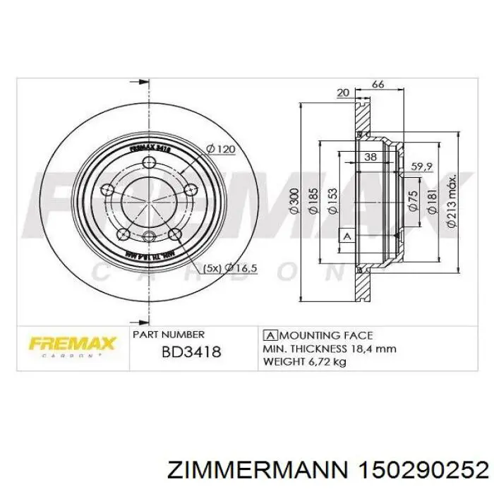 Comprar 150290252 Zimmermann Disco de freno trasero