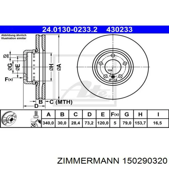 150290320 Zimmermann disco de freno delantero