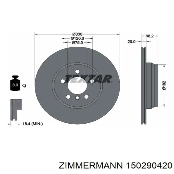 150290420 Zimmermann disco de freno trasero