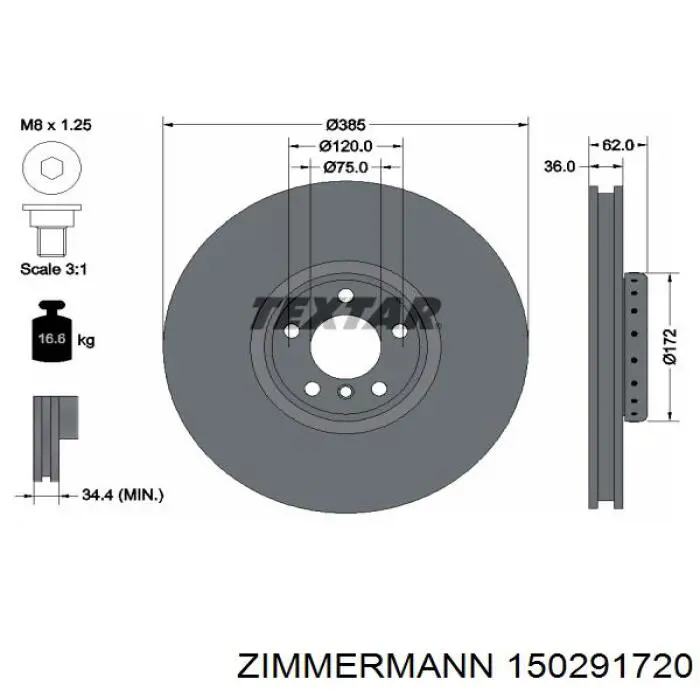 150291720 Zimmermann freno de disco delantero