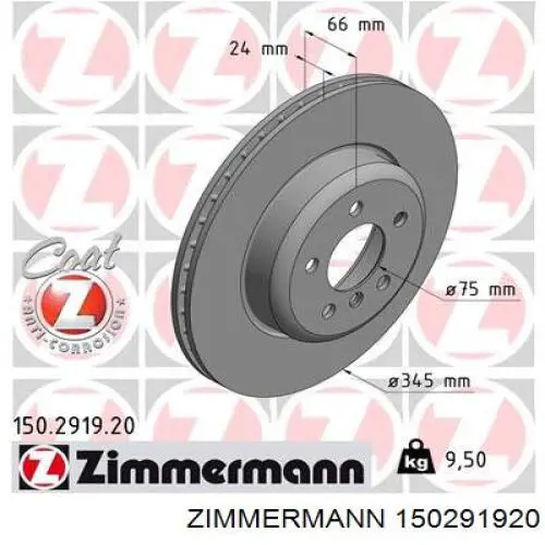 150.2919.20 Zimmermann disco de freno trasero