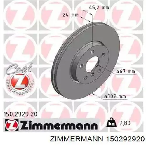 150292920 Zimmermann disco de freno delantero
