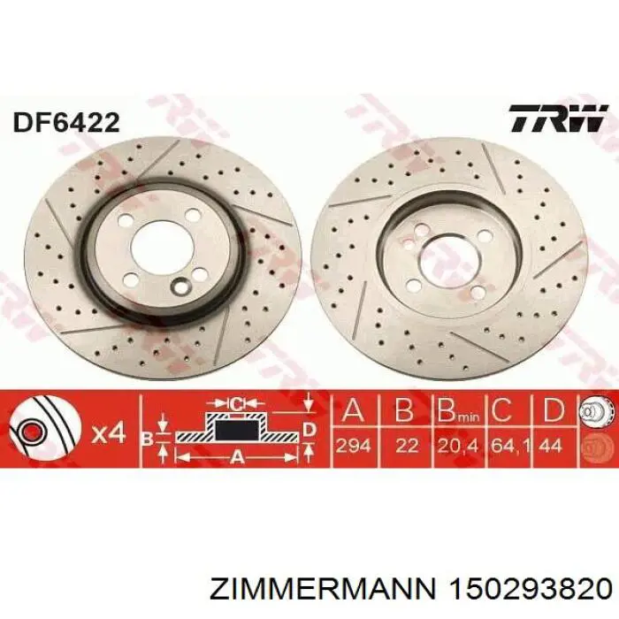 150293820 Zimmermann disco de freno delantero