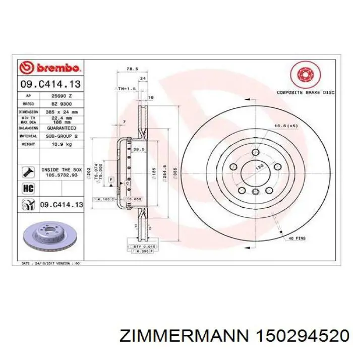 150294520 Zimmermann disco de freno trasero