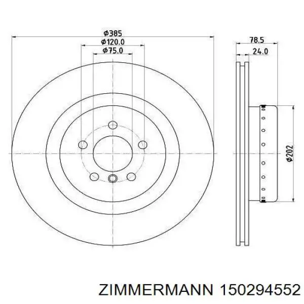 150.2945.52 Zimmermann disco de freno trasero