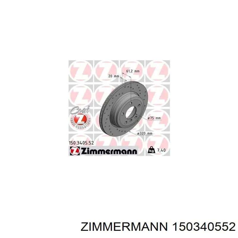 150340552 Zimmermann disco de freno trasero